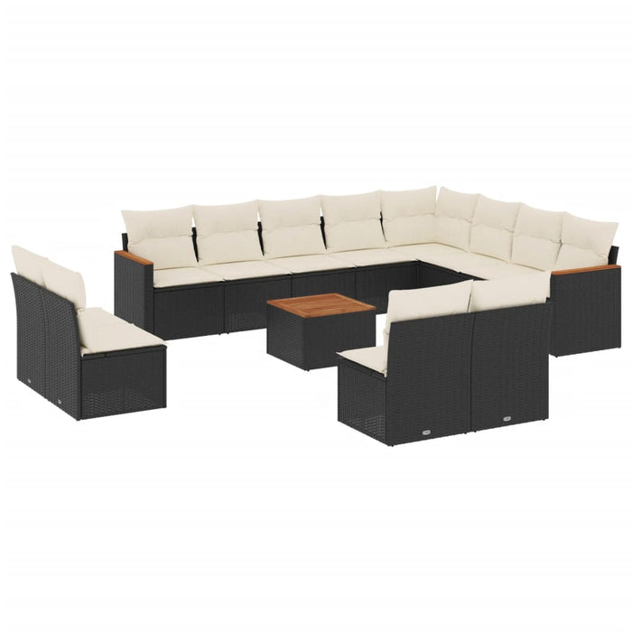 Set Divani da Giardino 13pz con Cuscini Nero in Polyrattan 3258878