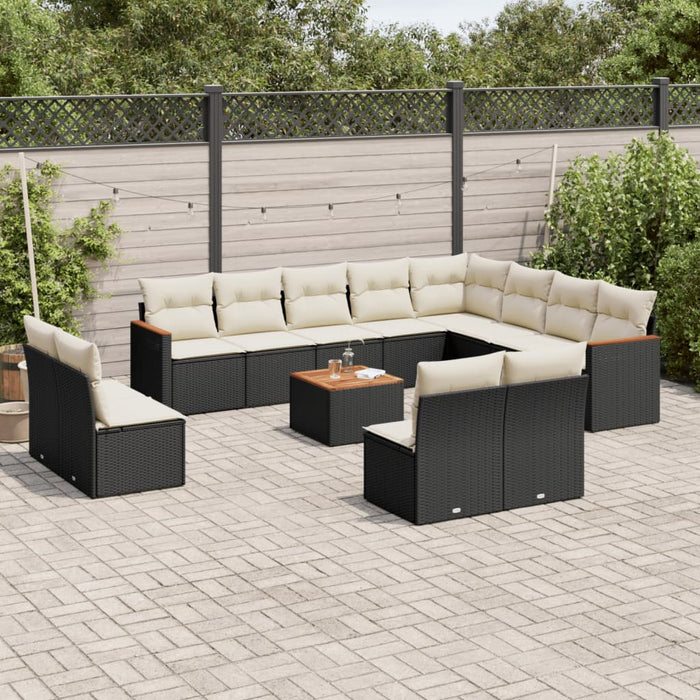 Set Divani da Giardino 13pz con Cuscini Nero in Polyrattan 3258878