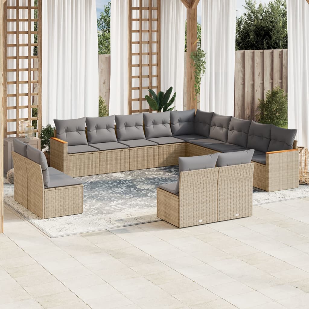 Set Divano da Giardino 13 pz con Cuscini Beige in Polyrattancod mxl 112768