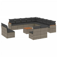 Set Divani da Giardino 14pz con Cuscini in Polyrattan Grigio 3258896