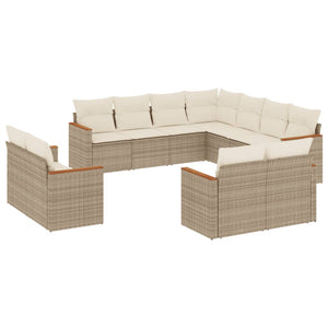 Set Divani da Giardino 11 pz con Cuscini Beige in Polyrattan 3258901