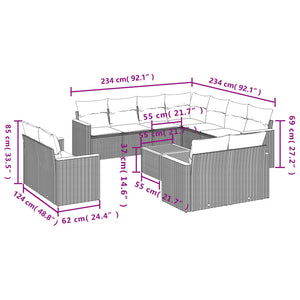 Set Divani da Giardino 12 pz con Cuscini Nero in Polyrattancod mxl 92290