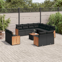 Set Divani da Giardino 12 pz con Cuscini Nero in Polyrattancod mxl 92290