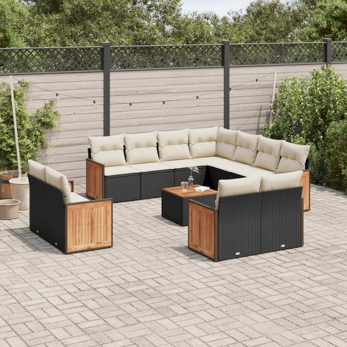 Set Divani da Giardino 12 pz con Cuscini Nero in Polyrattancod mxl 112515