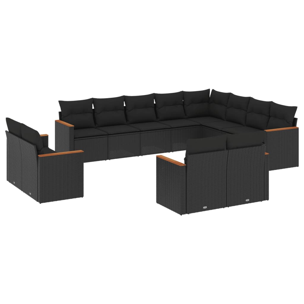 Set Divani da Giardino 12 pz con Cuscini Nero in Polyrattancod mxl 112519