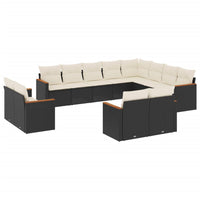 Set Divani da Giardino 12 pz con Cuscini Nero in Polyrattancod mxl 88501