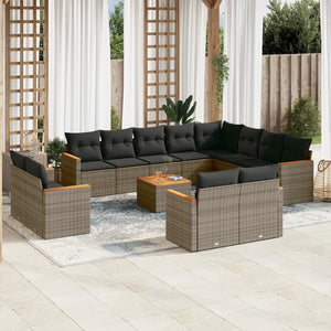 Set Divani da Giardino 13 pz con Cuscini Grigio in Polyrattancod mxl 92291