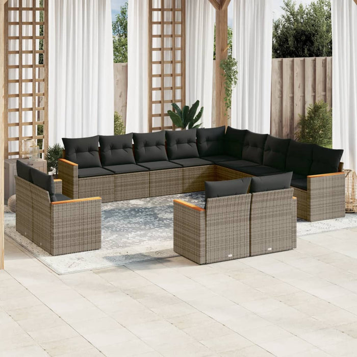 Set Divani da Giardino 13 pz con Cuscini Grigio in Polyrattancod mxl 112516