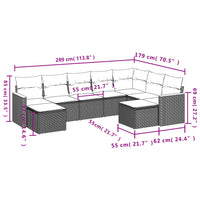 Set Divani da Giardino 9 pz con Cuscini Nero in Polyrattan 3258940