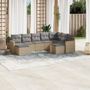 Set Divano da Giardino 9 pz con Cuscini Beige in Polyrattancod mxl 112563