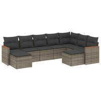 Set Divano da Giardino 9 pz con Cuscini Grigio in Polyrattan 3258945