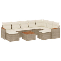 Set Divano da Giardino 10 pz con Cuscini Beige in Polyrattancod mxl 112479