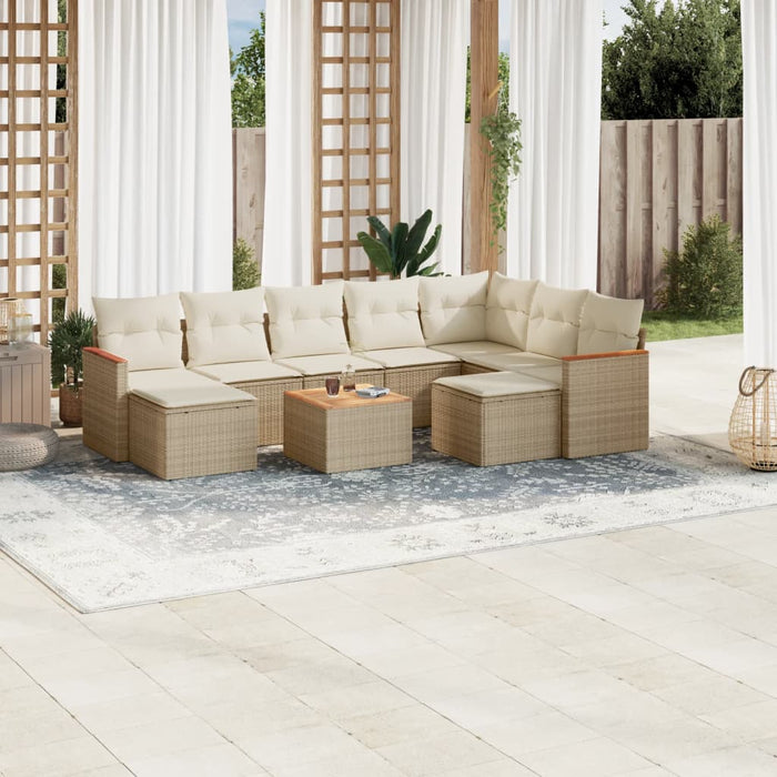 Set Divano da Giardino 10 pz con Cuscini Beige in Polyrattancod mxl 112479