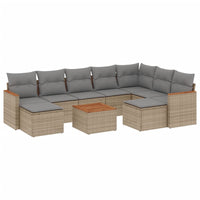 Set Divano da Giardino 10 pz con Cuscini Beige in Polyrattan 3258951