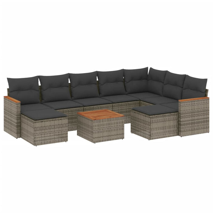 Set Divano da Giardino 10 pz con Cuscini Grigio in Polyrattancod mxl 112560