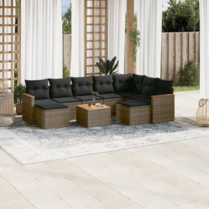 Set Divano da Giardino 10 pz con Cuscini Grigio in Polyrattancod mxl 112560