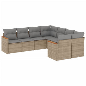 Set Divano da Giardino 8 pz con Cuscini Beige in Polyrattan 3258958