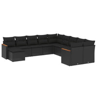 Set Divani da Giardino 11 pz con Cuscini in Polyrattan Nero 3258968