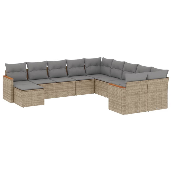 Set Divani da Giardino 11 pz con Cuscini Beige in Polyrattancod mxl 88783