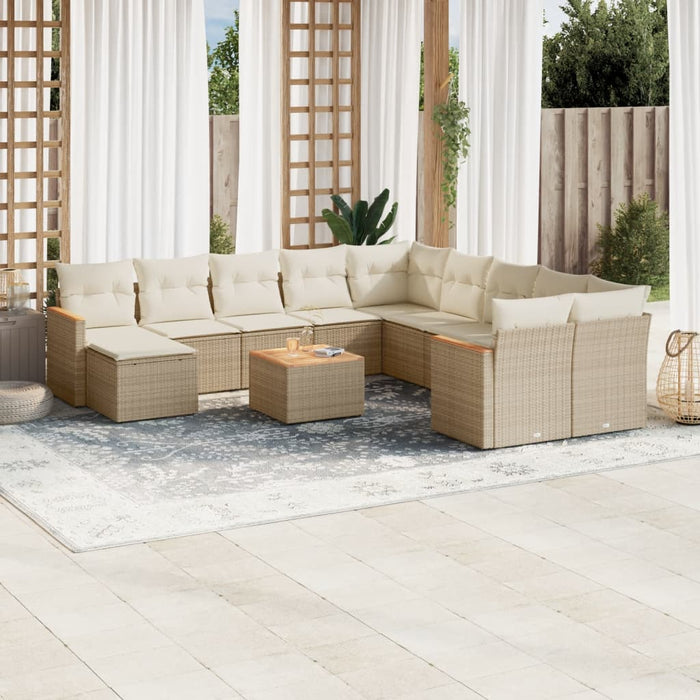 Set Divani da Giardino 12 pz con Cuscini Beige in Polyrattancod mxl 112482