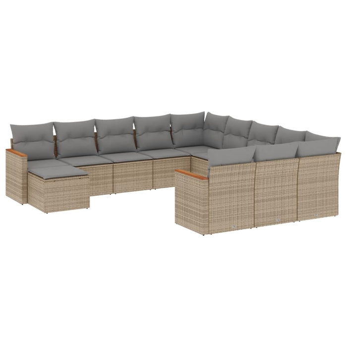 Set Divani da Giardino 12 pz con Cuscini Beige in Polyrattan 3258986