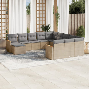 Set Divani da Giardino 12 pz con Cuscini Beige in Polyrattan 3258986