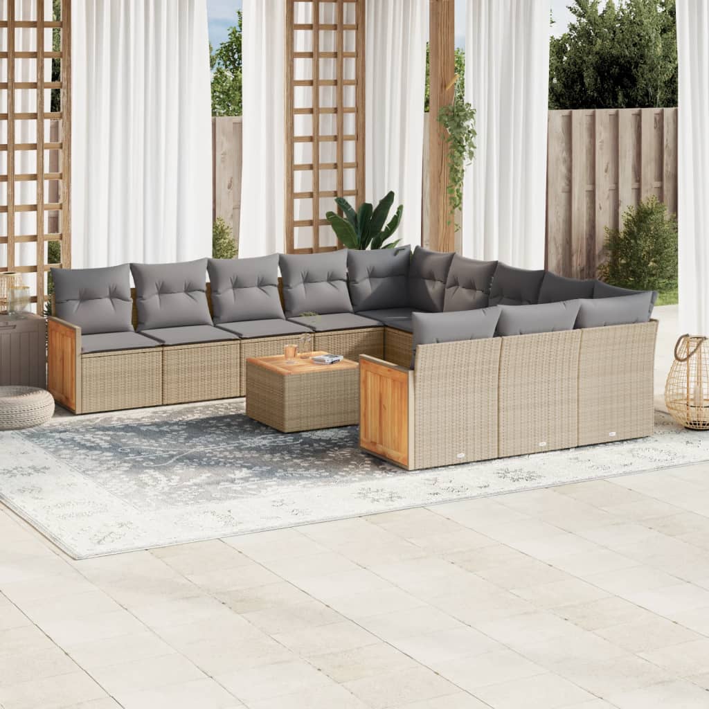 Set Divano da Giardino 13 pz con Cuscini Beige in Polyrattancod mxl 88786