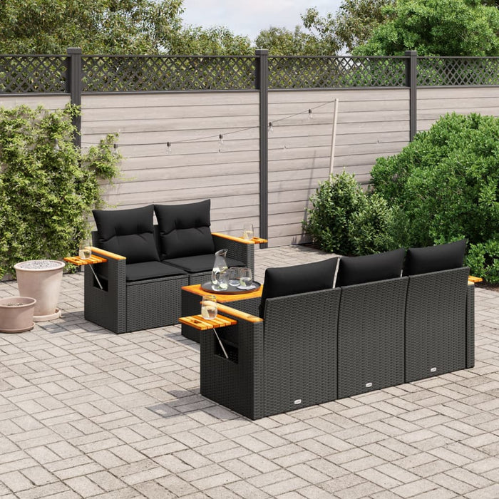 Set Divano da Giardino 6 pz con Cuscini Nero in Polyrattan 3259024