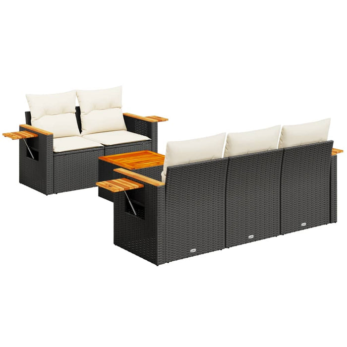 Set Divano da Giardino 6 pz con Cuscini Nero in Polyrattancod mxl 88298