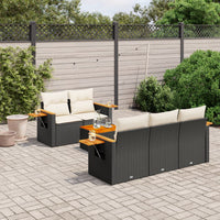 Set Divano da Giardino 6 pz con Cuscini Nero in Polyrattan 3259025