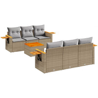 Set Divani da Giardino 7 pz con Cuscini Beige in Polyrattan 3259035