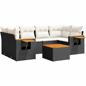 Set Divani da Giardino con Cuscini 7pz Nero Polyrattancod mxl 112484