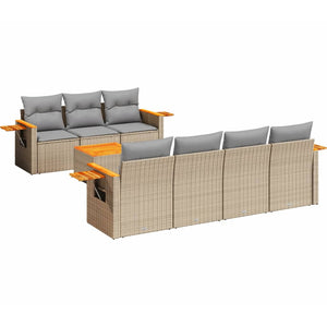 Set Divano da Giardino 8 pz con Cuscini Beige in Polyrattan 3259049