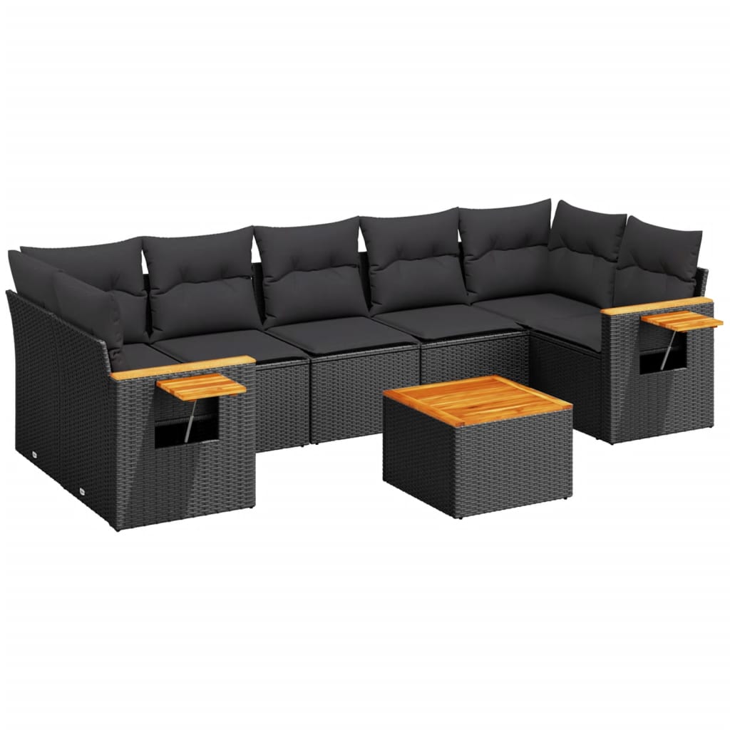 Set Divani da Giardino con Cuscini 8 pz Nero in Polyrattancod mxl 88465