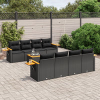 Set Divani da Giardino 9 pz con Cuscini Nero in Polyrattancod mxl 88467