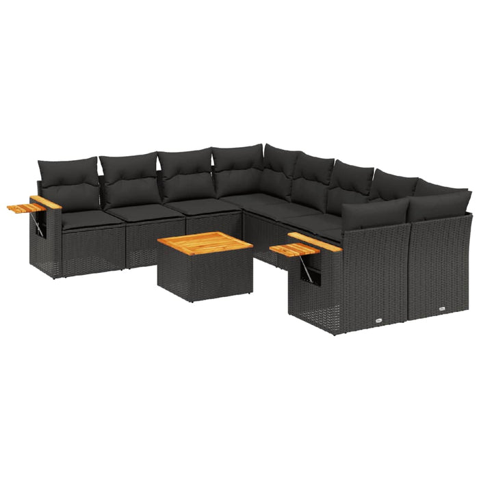 Set Divani da Giardino 9 pz con Cuscini Nero in Polyrattancod mxl 116310