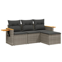 Set Divani da Giardino 4 pz con Cuscini in Polyrattan Grigiocod mxl 88787