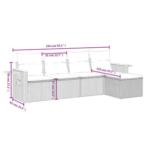 Set Divani da Giardino 5 pz con Cuscini in Polyrattan Nerocod mxl 92337