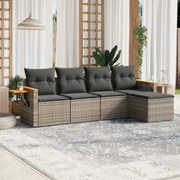 Set Divano da Giardino 5 pz con Cuscini Grigio in Polyrattan 3259162