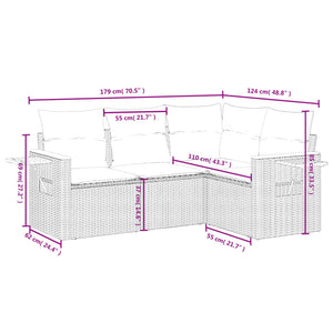 Set Divano da Giardino 4 pz con Cuscini Beige in Polyrattan 3259175