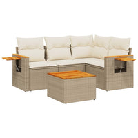 Set Divano da Giardino 5 pz con Cuscini Beige in Polyrattan 3259181