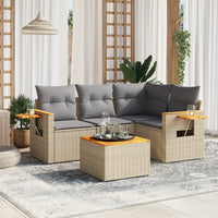 Set Divano da Giardino 5 pz con Cuscini Beige in Polyrattan 3259182