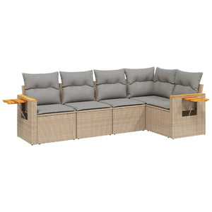 Set Divano da Giardino 5 pz con Cuscini Beige in Polyrattancod mxl 112533