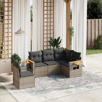 Set Divano da Giardino 5 pz con Cuscini Grigio in Polyrattan 3259218