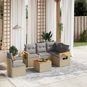 Set Divano da Giardino 6 pz con Cuscini Beige in Polyrattan 3259224