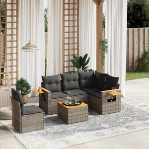 Set Divano da Giardino 6 pz con Cuscini Grigio in Polyrattancod mxl 112777