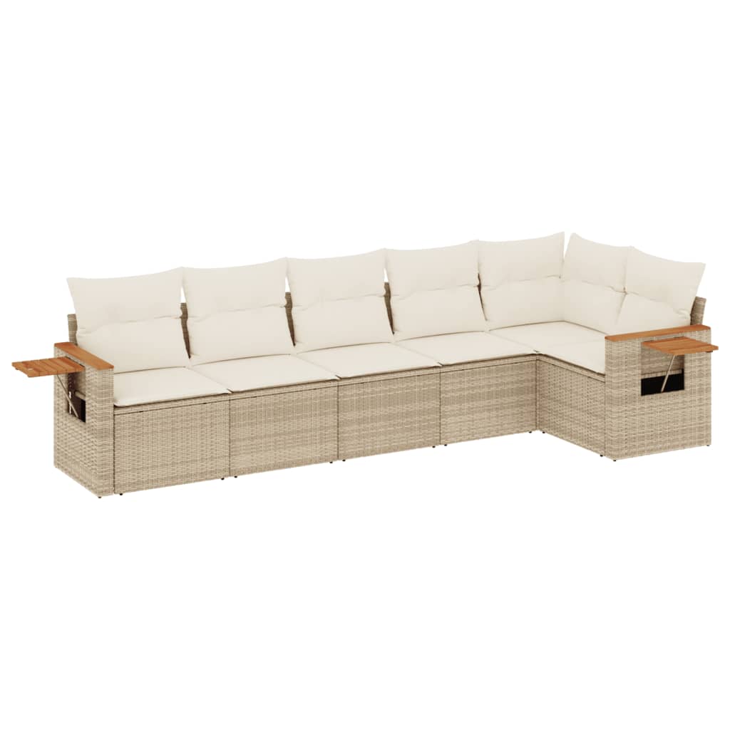 Set Divano da Giardino 6 pz con Cuscini Beige in Polyrattan 3259230