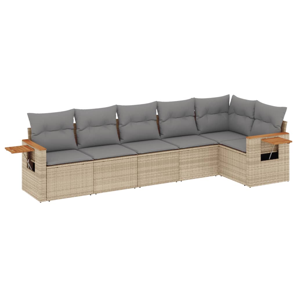 Set Divano da Giardino 6 pz con Cuscini Beige in Polyrattancod mxl 112310