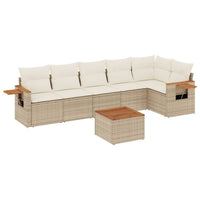 Set Divani da Giardino 7 pz con Cuscini Beige in Polyrattan 3259237