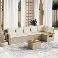 Set Divani da Giardino 7 pz con Cuscini Beige in Polyrattan 3259237